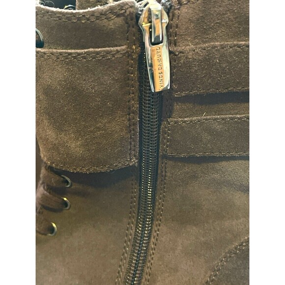Vince Camuto Fawdry Womens Chocolate Brown Combat & Lace-up Boots Side Zip 6.5M - Picture 7 of 9